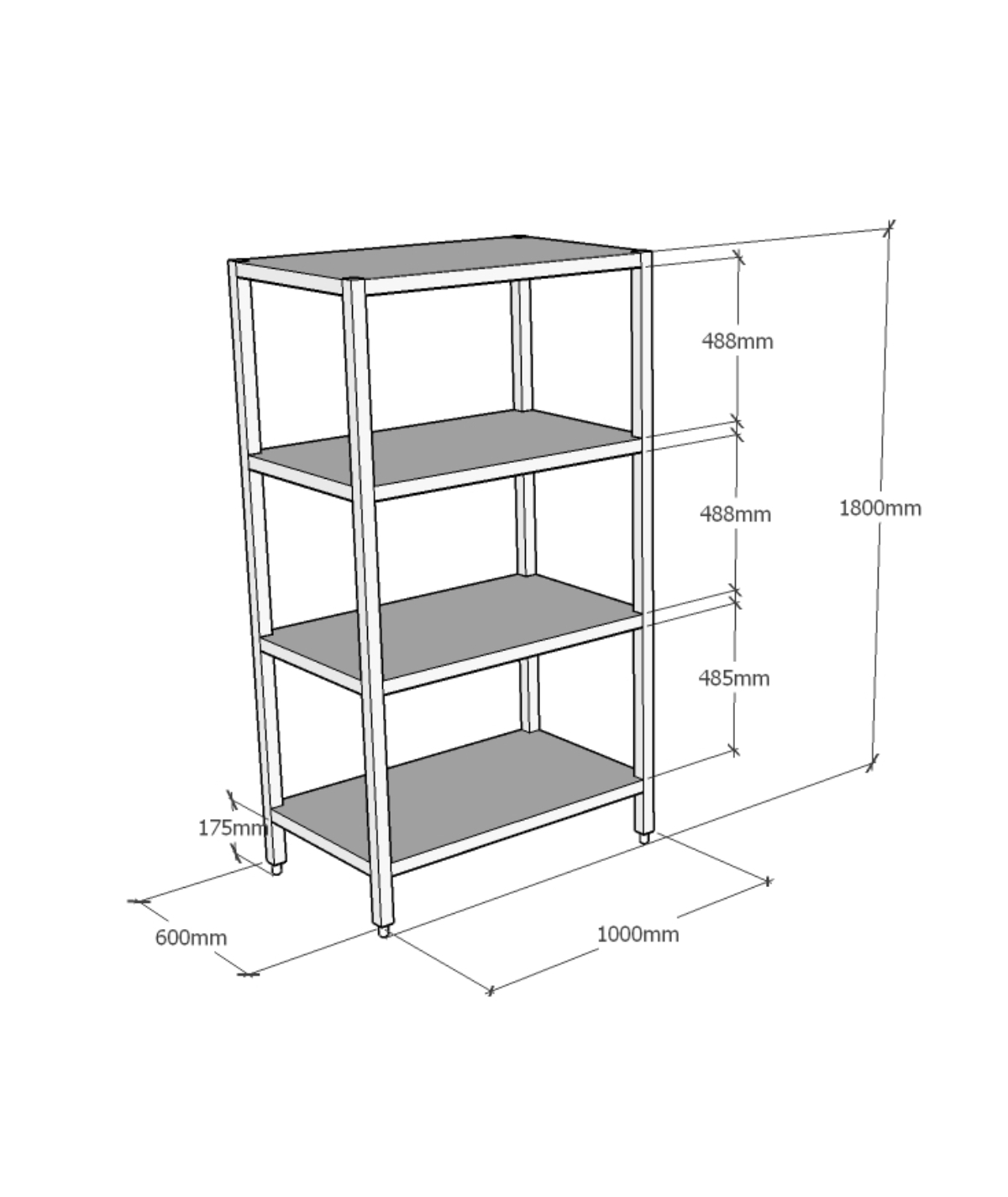 1000x600x1800 mm Shelving with 4 shelves - Image 2